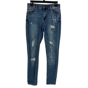 MAURICES Women’s Blue Jeans Sz 4 Mid-Rise Distressed/Ripped/Torn Medium Wash